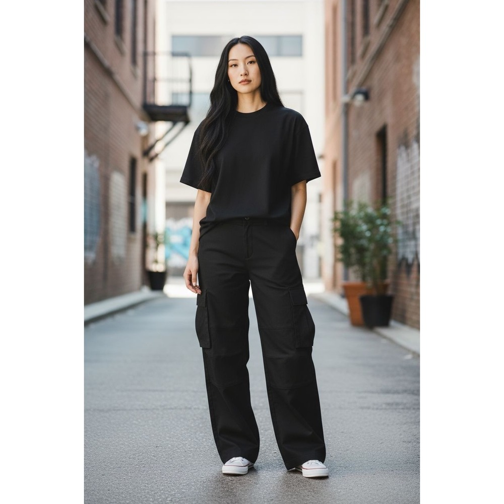 Khy Black Utility Cargo Pants Multi-Pocket Women's - Size Medium